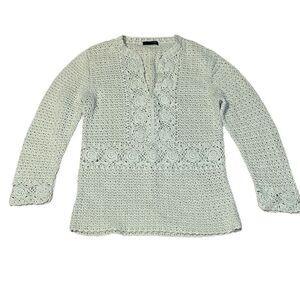 J Crew Cream Crochet Sweater, beige, XS/S